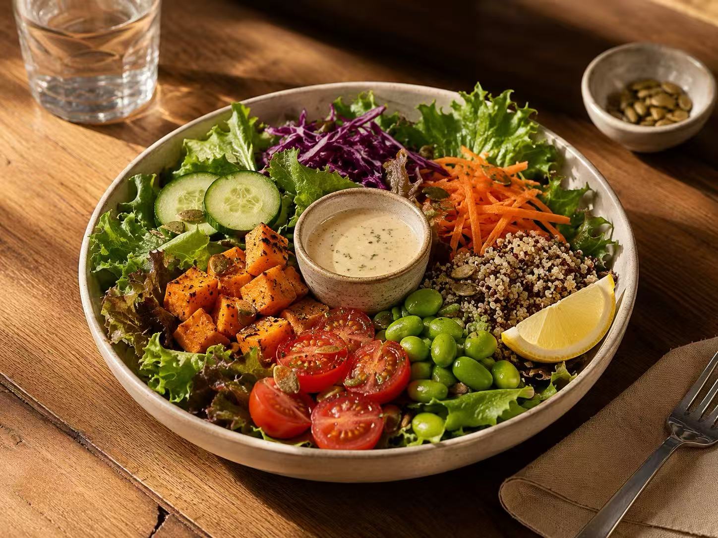 Fresh garden salad bowl for lunch